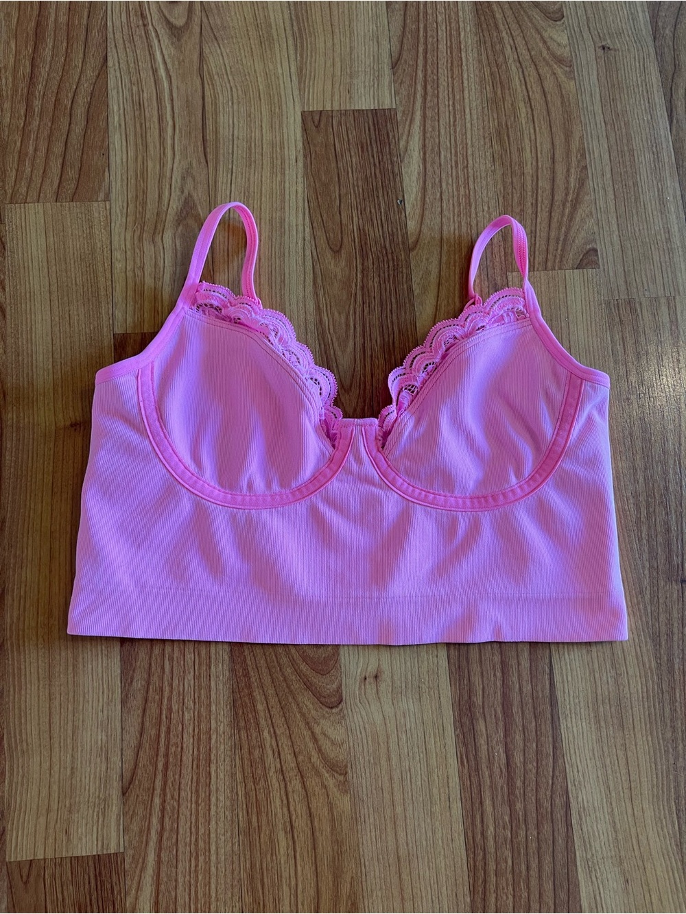 Aerie Pink Lace-Trim Bralette